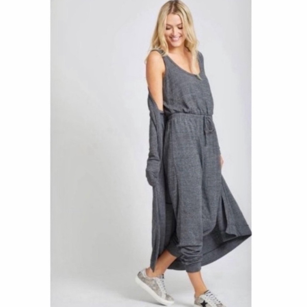 Free People Beach BiCoastal Jumpsuit‎ Lounge Dark Heathered Gray Size Medium